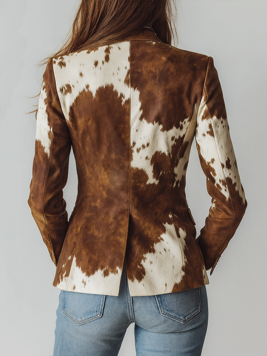Vintage blazer met koeienprint