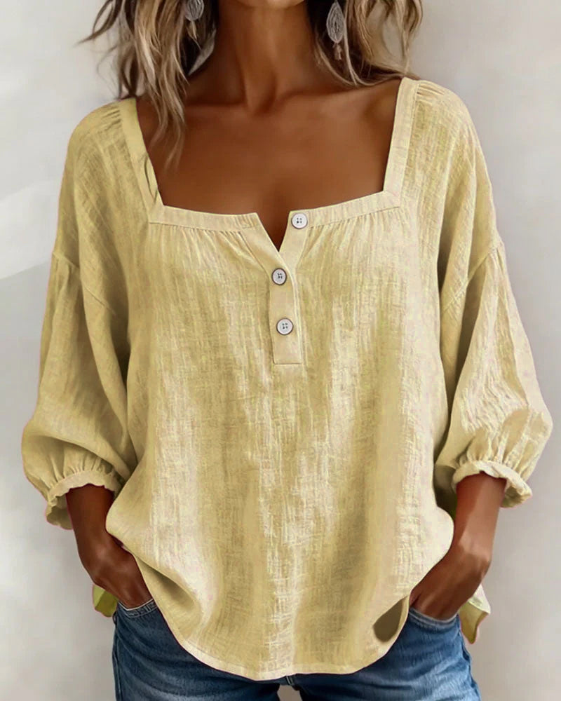 Linnen blouse met ballonmouwen voor dames