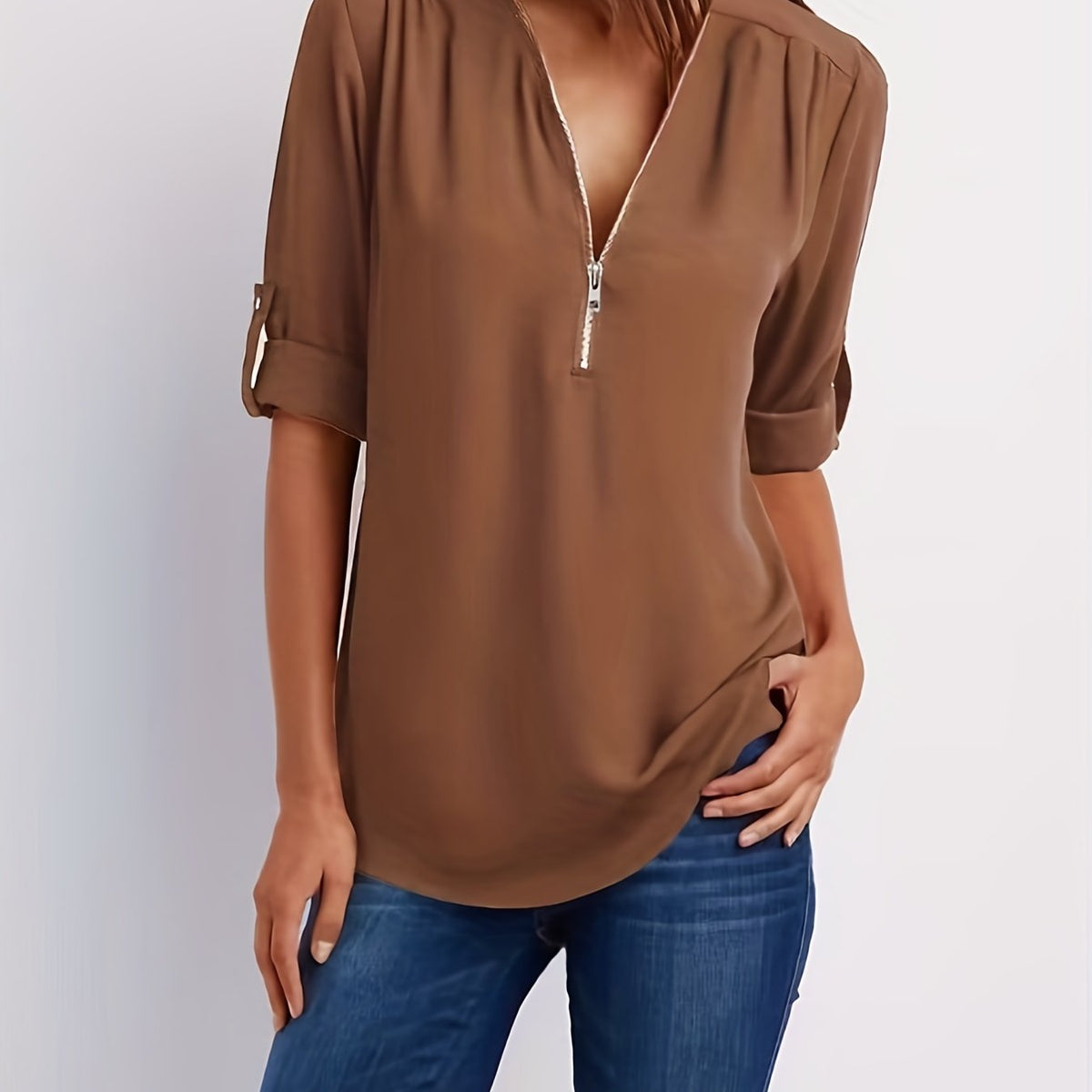 BLOUSE MET RITSSLUITING VOOR DAMES