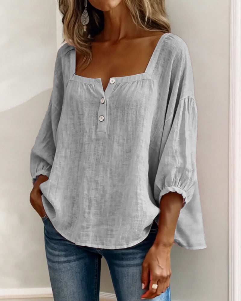 Linnen blouse met ballonmouwen voor dames