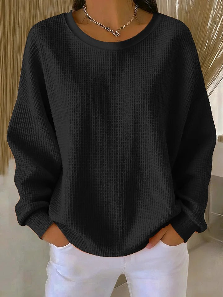 Oversized wafelgebreide trui voor dames