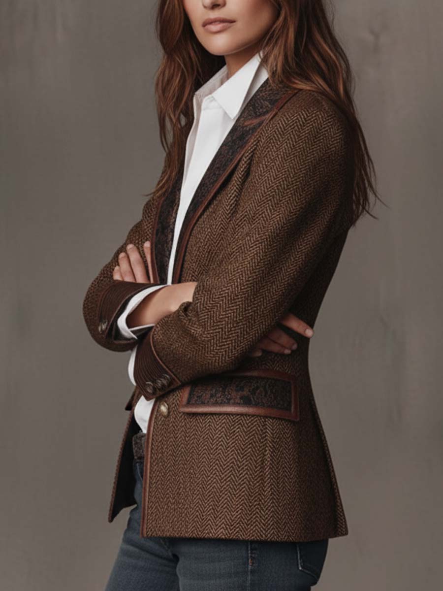 Blazer met geprinte chevron-inzetten
