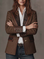 Blazer met geprinte chevron-inzetten