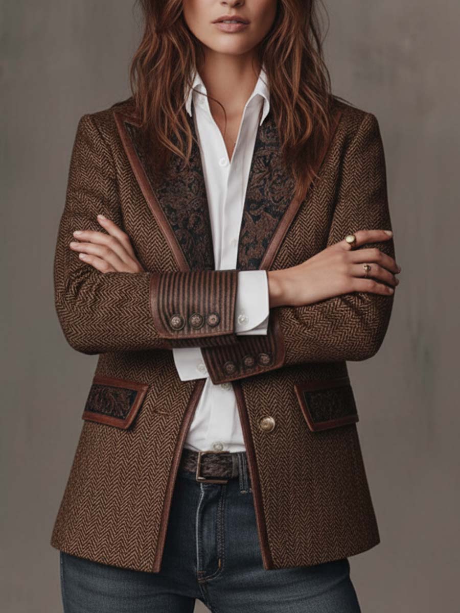 Blazer met geprinte chevron-inzetten