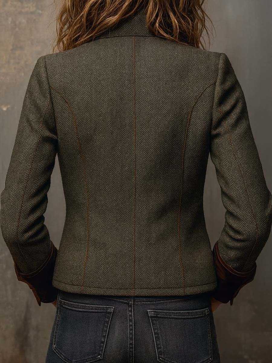 Vintage blazer met contrasterende chevronranden