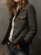 Vintage blazer met contrasterende chevronranden