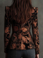 Getailleerde blazer met bronzen bloemenprint