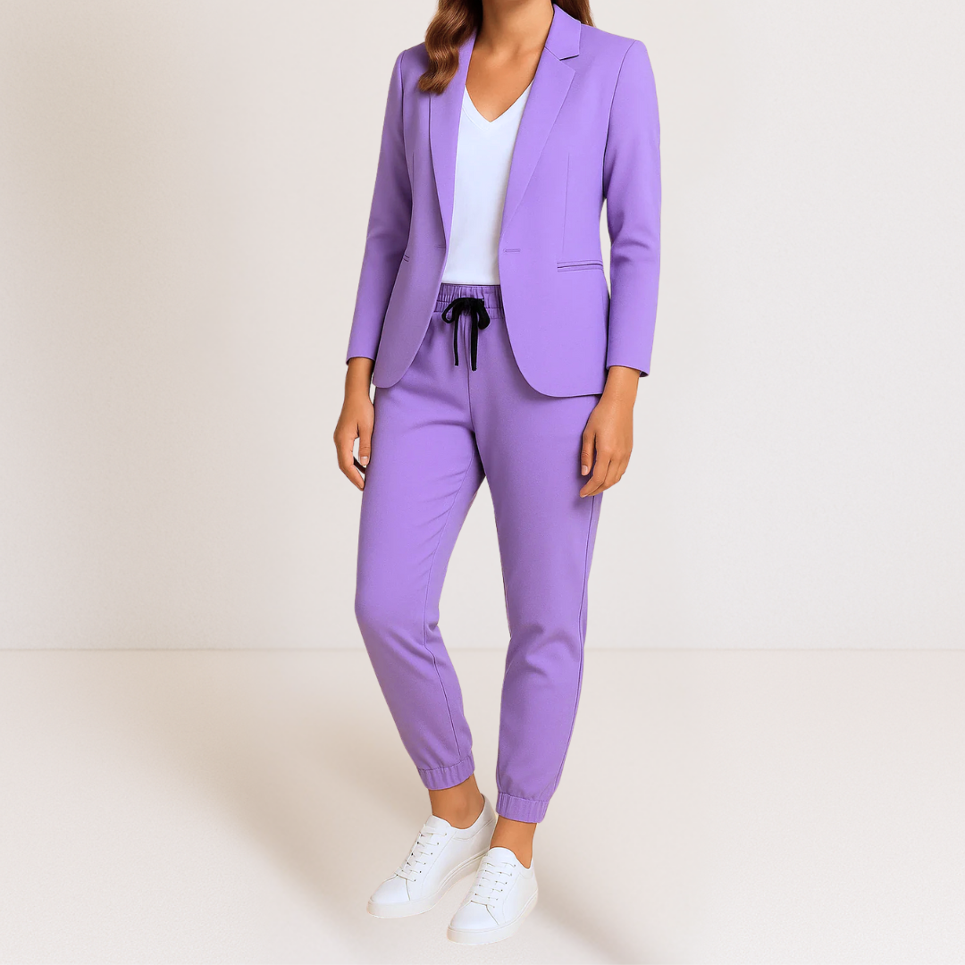 SLIMME KLASSIEKE BLAZER EN JOGGER BIJPASSENDE SET VOOR DAMES