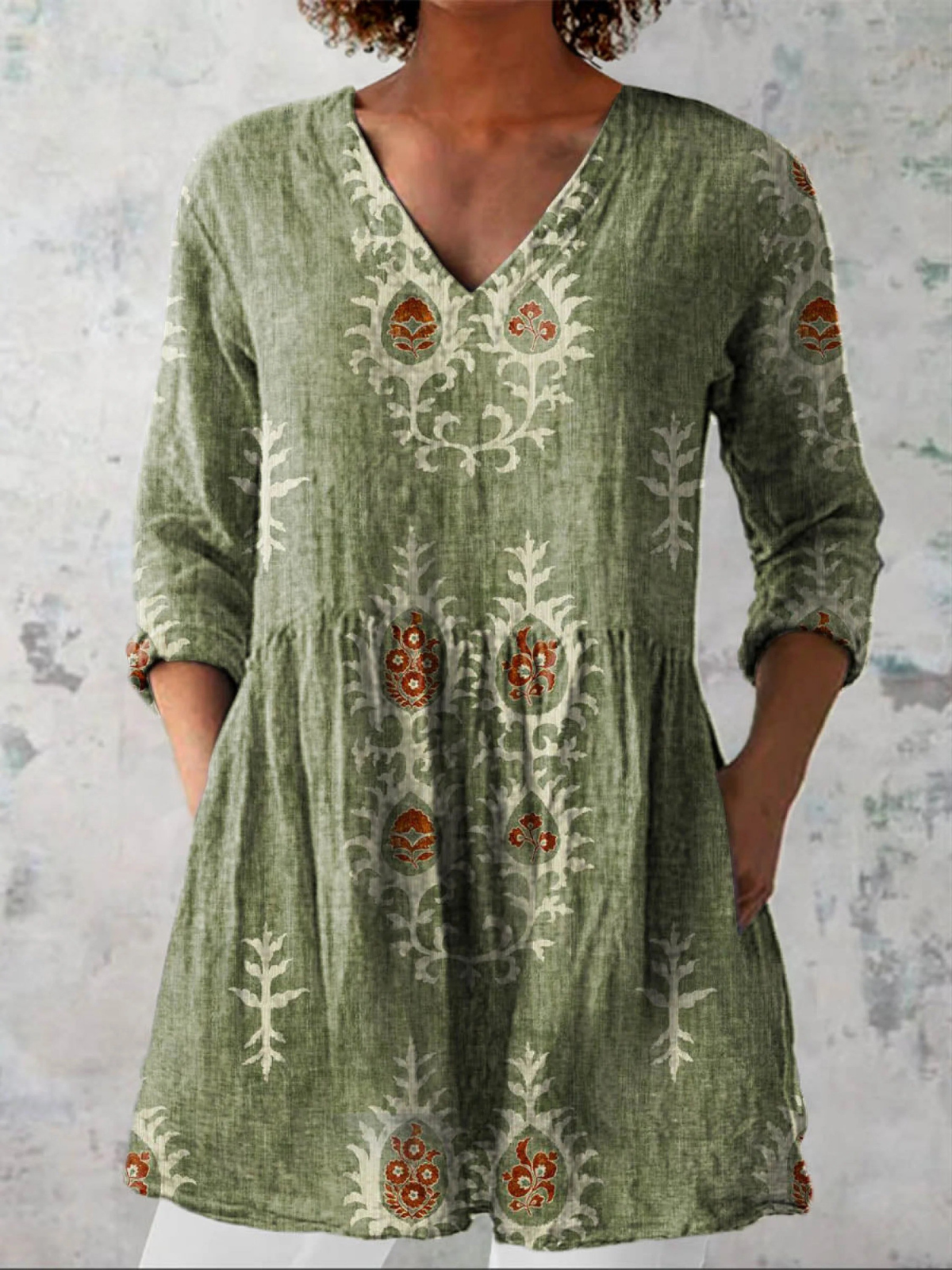 Lange blouse met V-hals voor dames