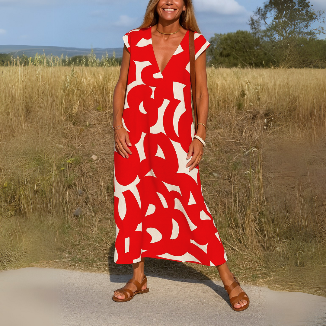 KLASSIEKE JURK MET PRINT VOOR DAMES