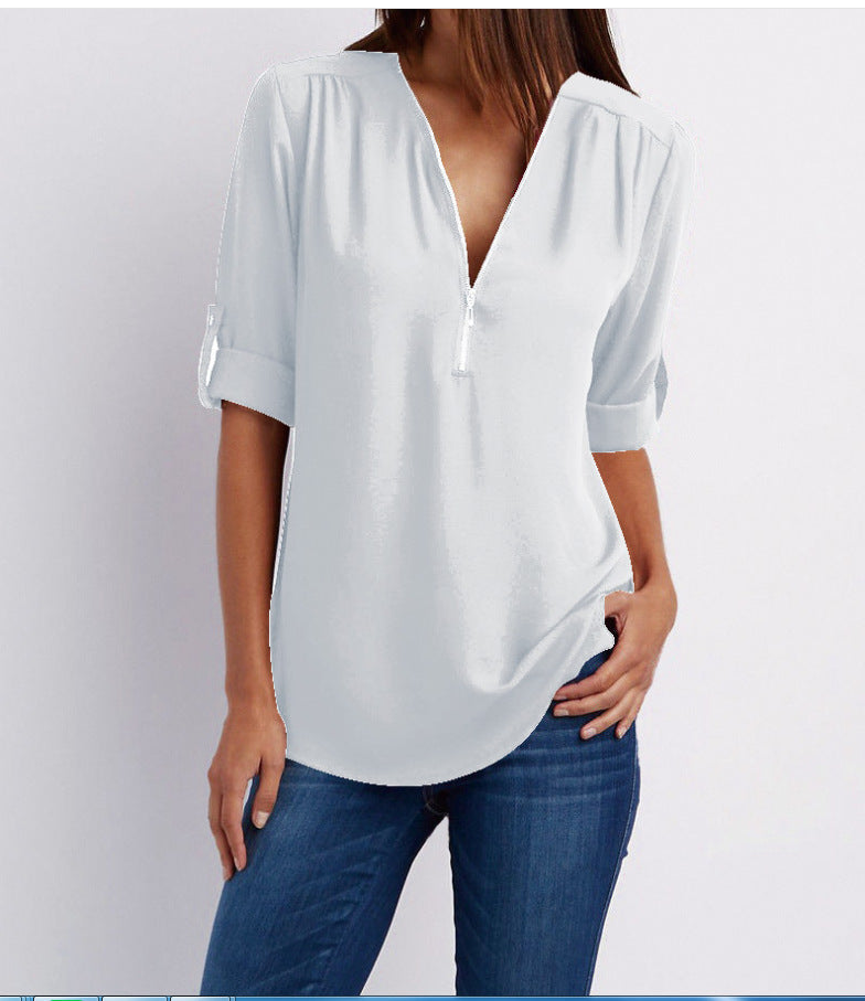 BLOUSE MET RITSSLUITING VOOR DAMES