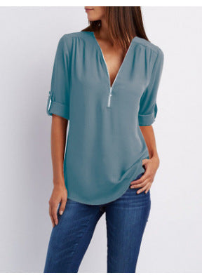 BLOUSE MET RITSSLUITING VOOR DAMES