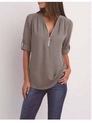 BLOUSE MET RITSSLUITING VOOR DAMES