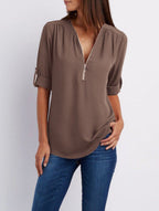 BLOUSE MET RITSSLUITING VOOR DAMES