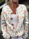 Gebreid vest met aquarelbloemen