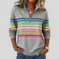 Prismette™ | Kleurrijke Gestreepte Quarter-Zip Sweatshirt