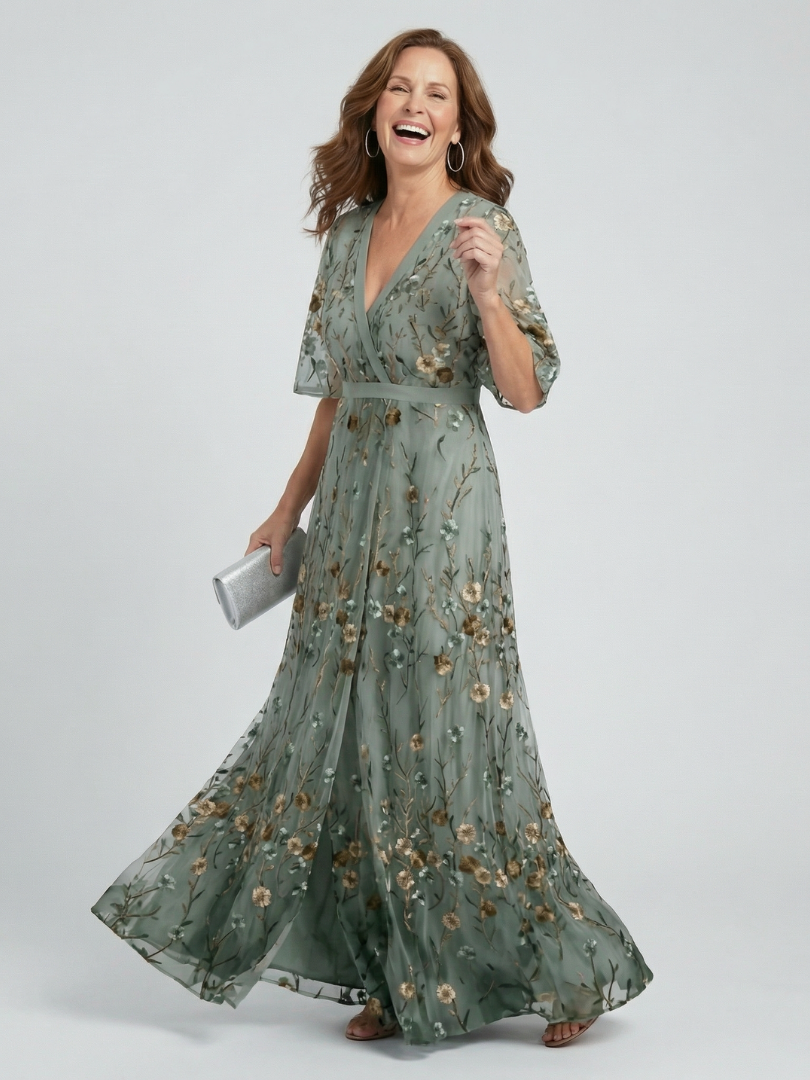 CHIQUE CHIFFON MIDI-JURK VOOR DAMES