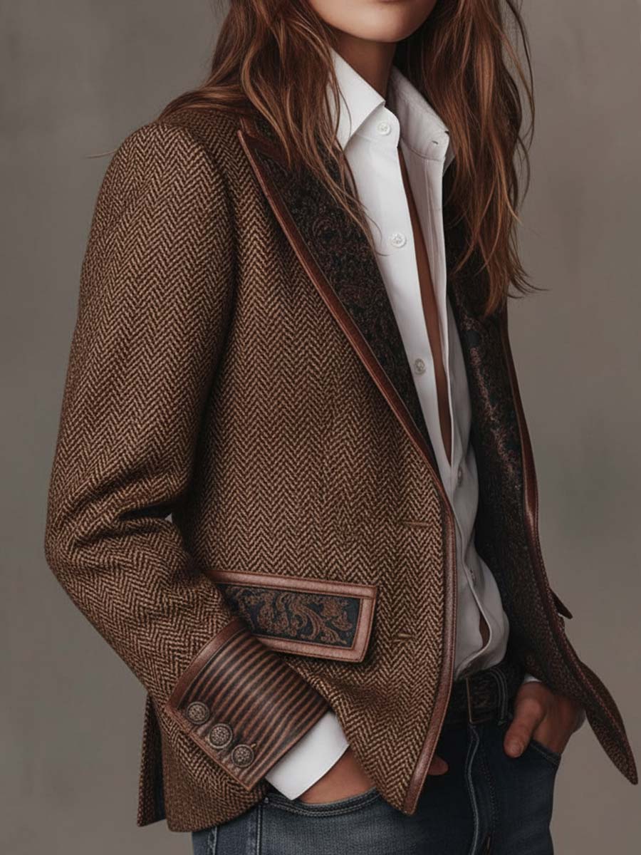 Blazer met geprinte chevron-inzetten