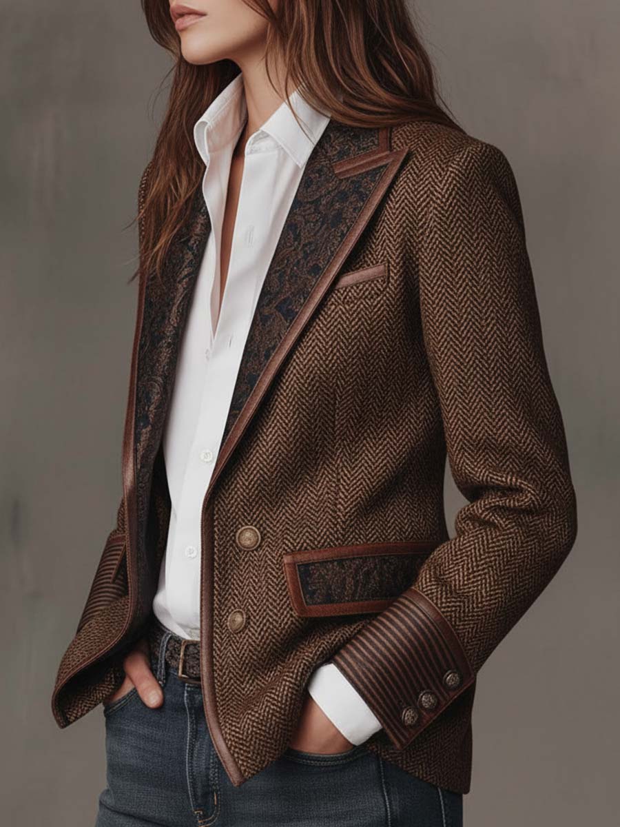 Blazer met geprinte chevron-inzetten