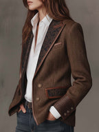 Blazer met geprinte chevron-inzetten