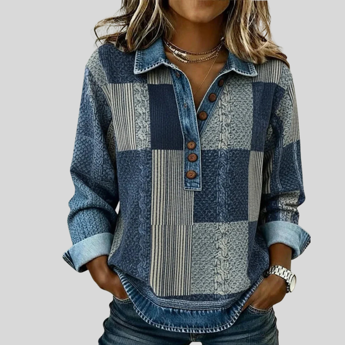 Meridell™ | Kleurblok Print Sweater