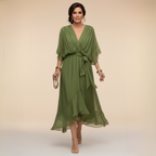 CHIFFON JURK MET V-HALS VOOR DAMES