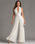 GEPLOOIDE JUMPSUIT MET HALTERNEK VOOR DAMES