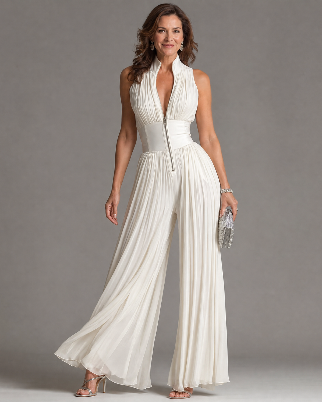 GEPLOOIDE JUMPSUIT MET HALTERNEK VOOR DAMES