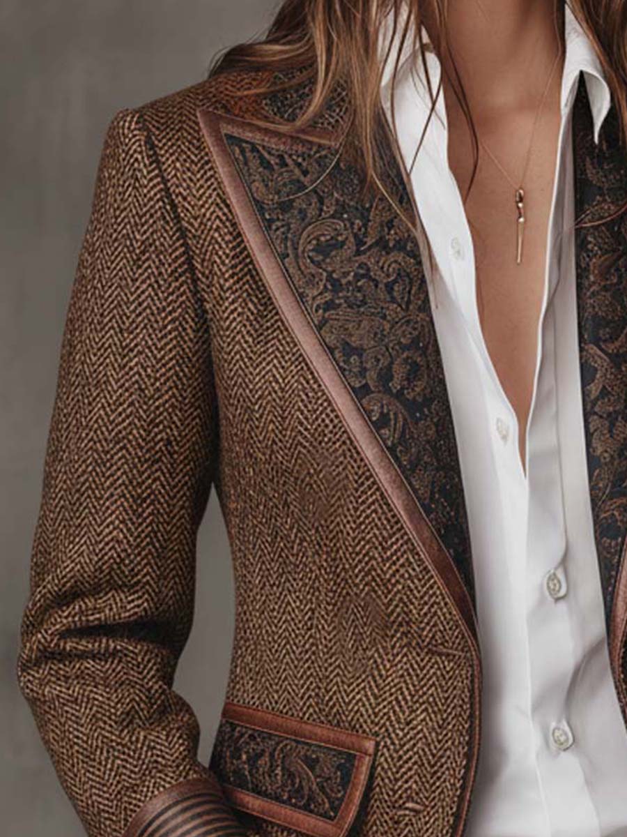Blazer met geprinte chevron-inzetten