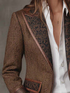 Blazer met geprinte chevron-inzetten