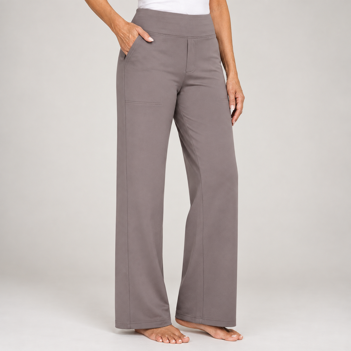 Comfortabele stretchbroek in taupe