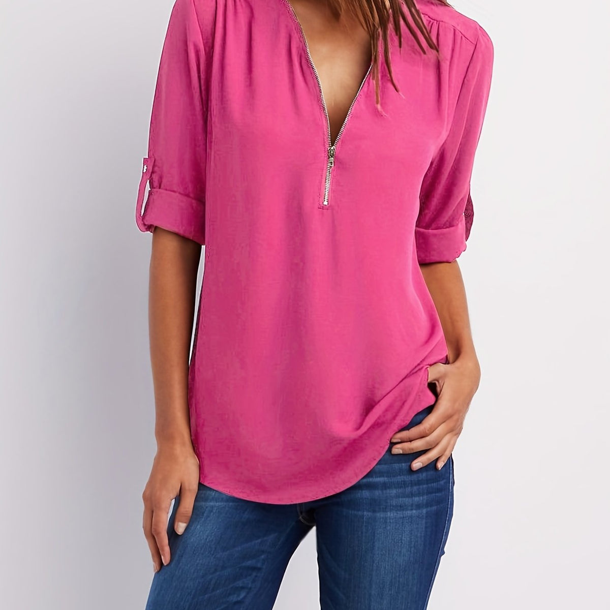 BLOUSE MET RITSSLUITING VOOR DAMES