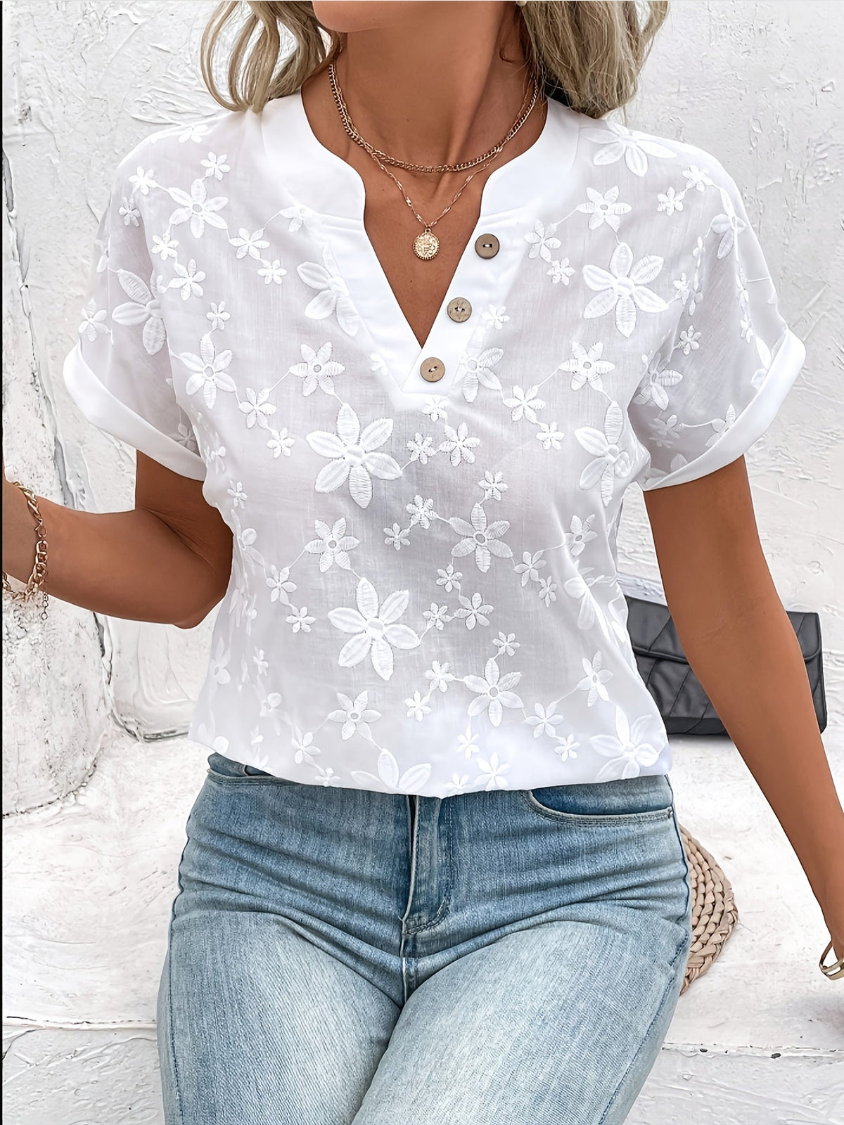 BLOEMENBLOUSE MET V-HALS VOOR DAMES