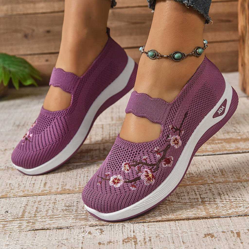 MET BLOEMEN GEBORDUURDE SNEAKERS VOOR DAMES