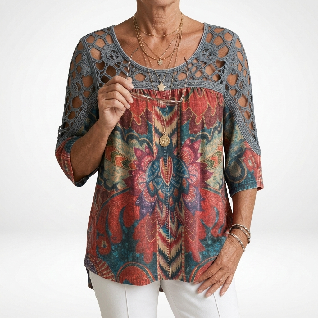 BLOUSE MET ETNISCHE PRINT VOOR DAMES