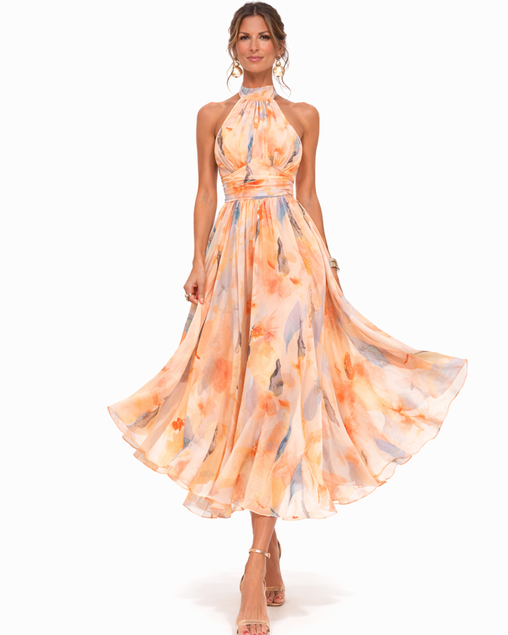 CHIFFONJURK MET BLOEMENPATROON VOOR DAMES
