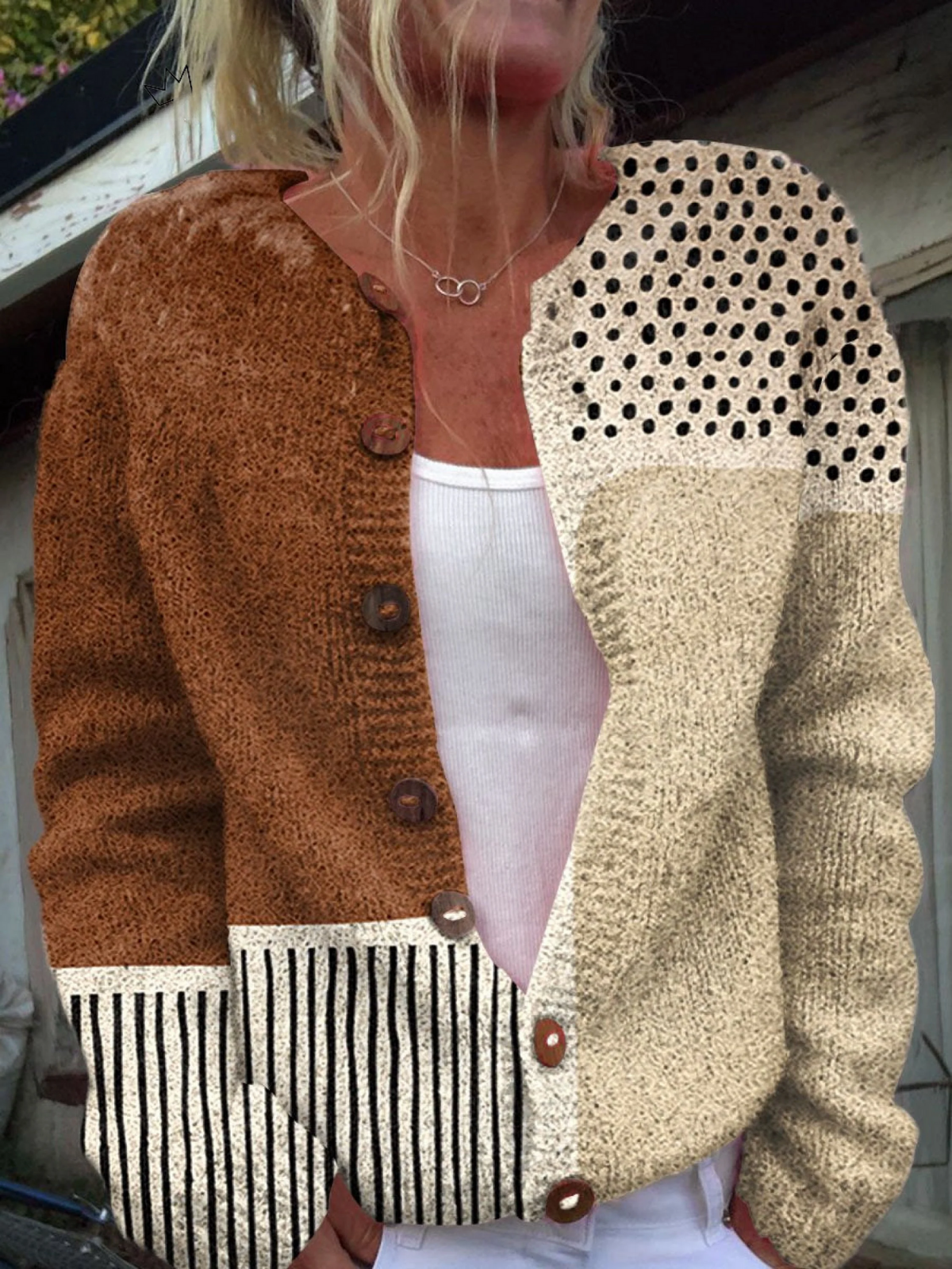 Gebreid patchwork vest