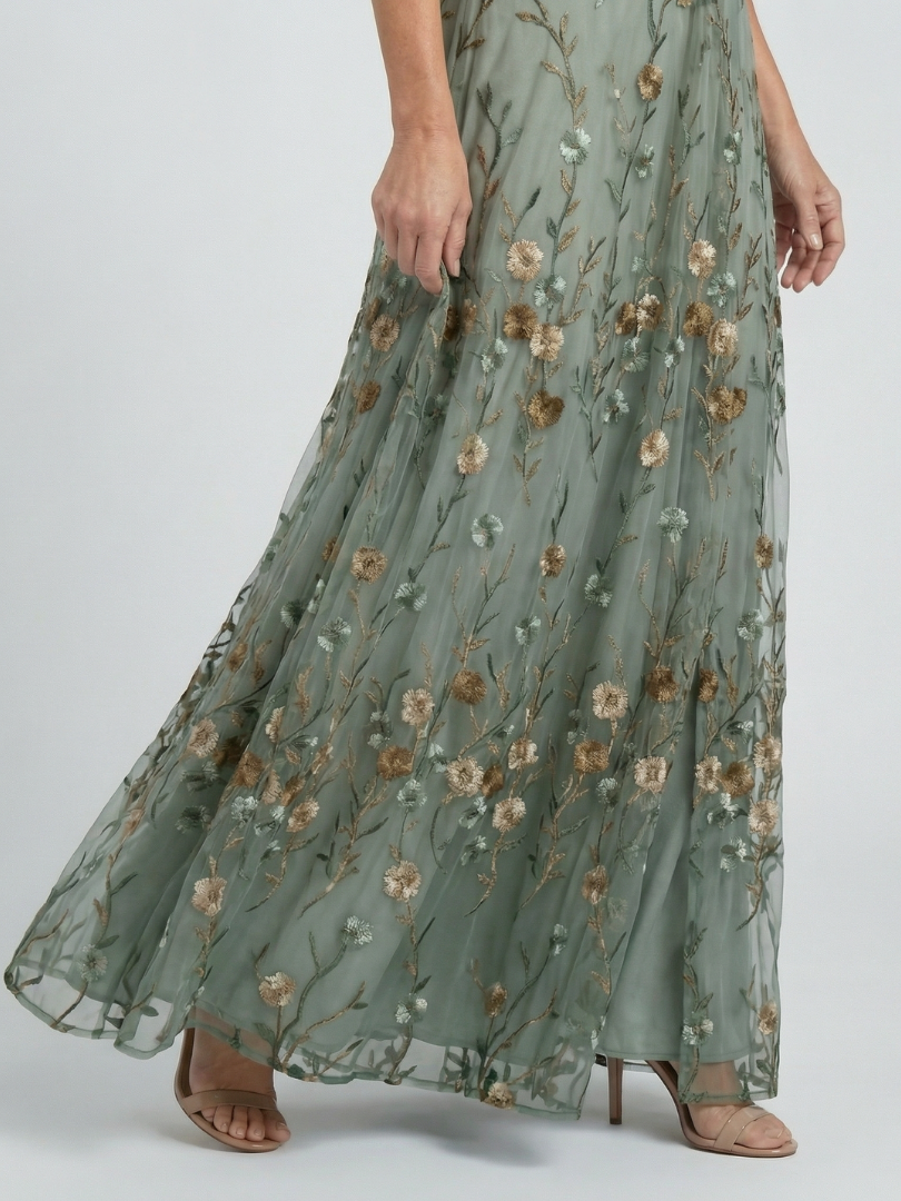 CHIQUE CHIFFON MIDI-JURK VOOR DAMES