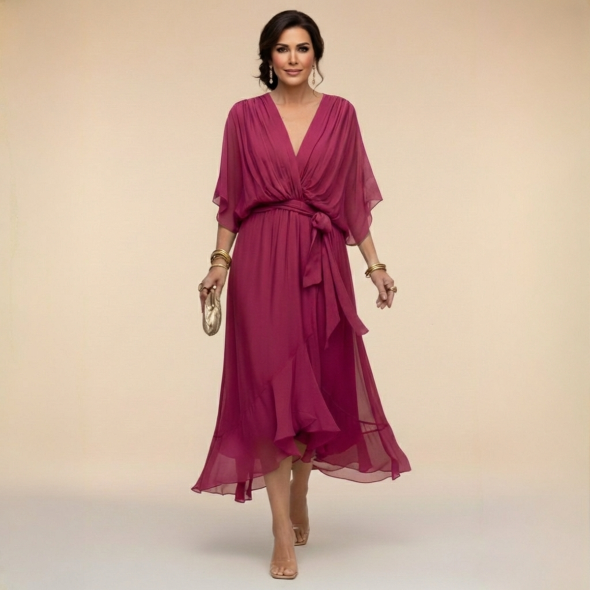 CHIFFONJURK MET V-HALS VOOR DAMES