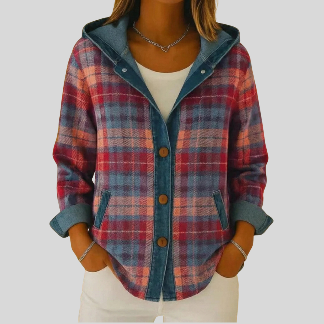 Kellaway™ | Geruite Shacket met Kap