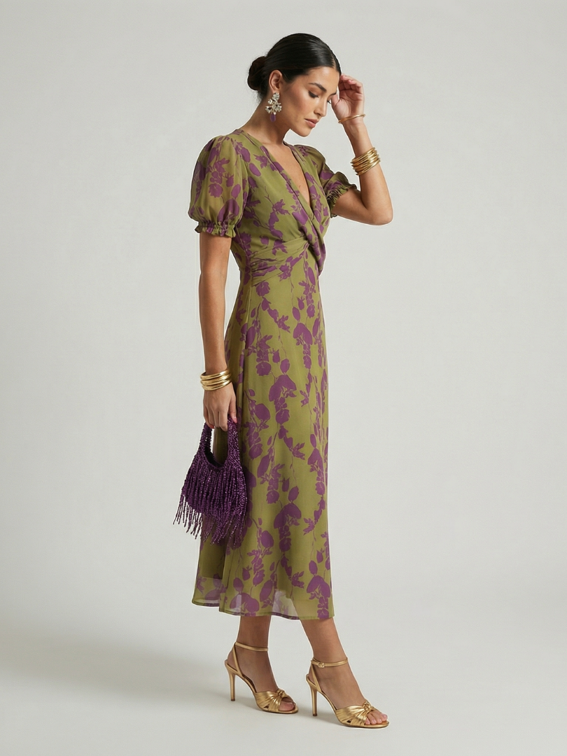 CHIQUE MIDI-JURK MET BLOEMENPRINT VOOR DAMES