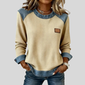 Wafelgebreid sweatshirt met patchwork voor vrouwen