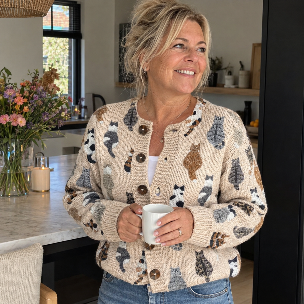 Vest met kattenprint