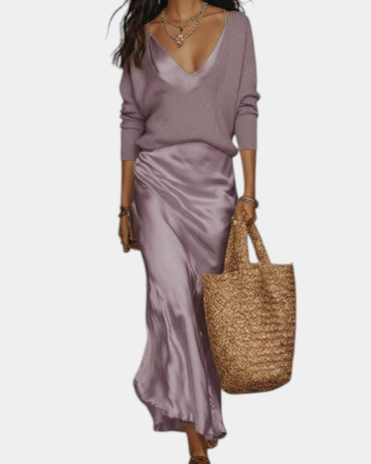 SATIJNEN JURK MET BLOUSE VOOR DAMES