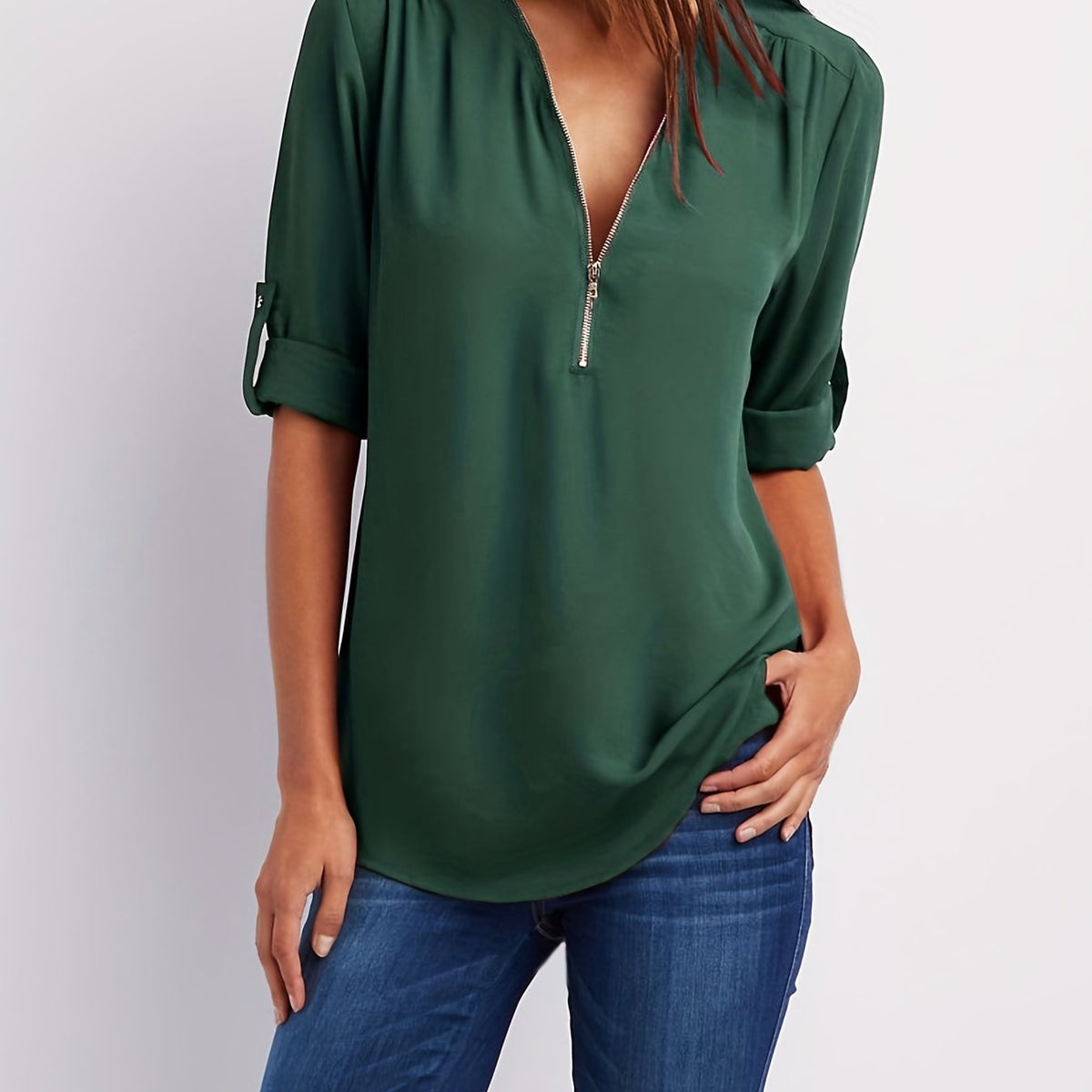 BLOUSE MET RITSSLUITING VOOR DAMES