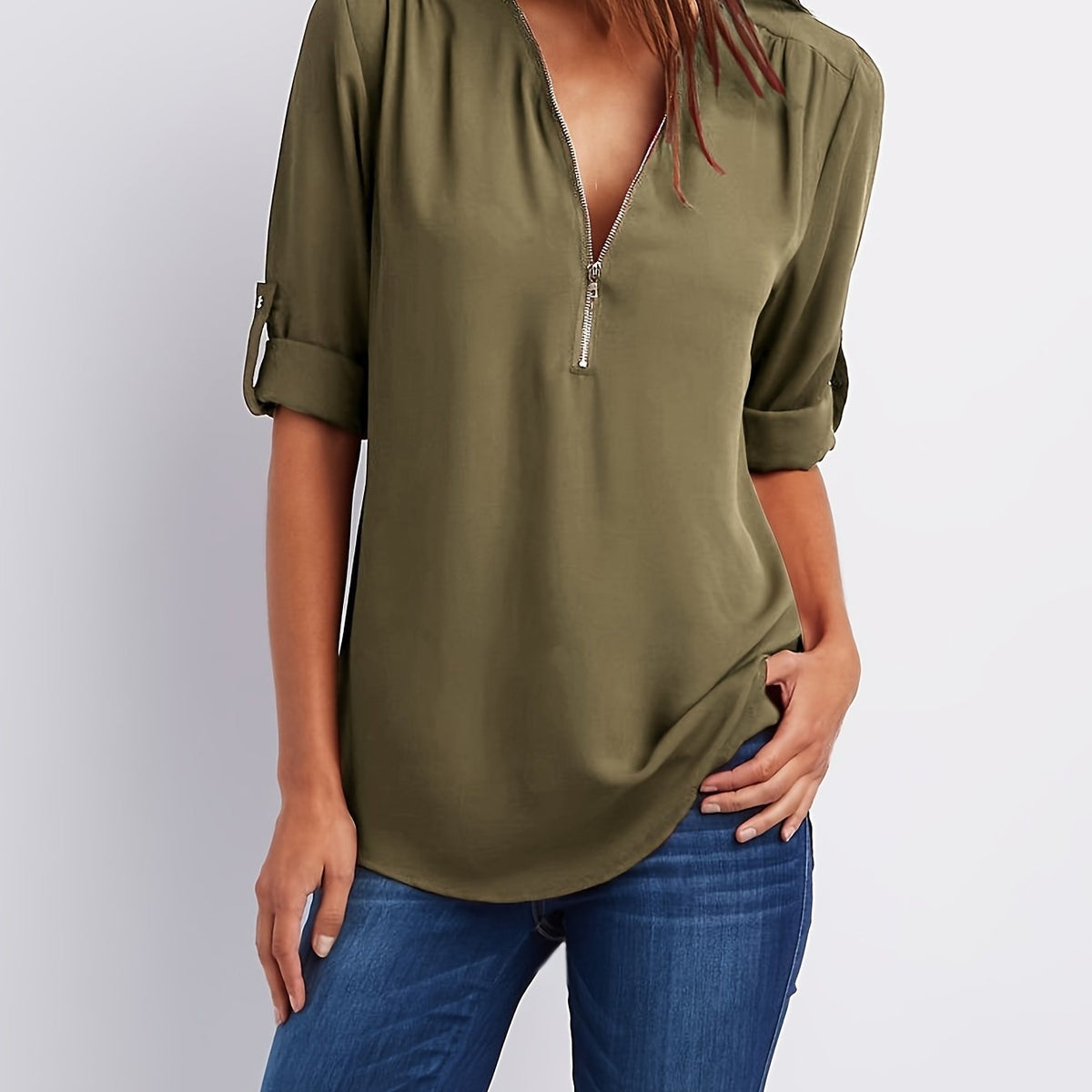 BLOUSE MET RITSSLUITING VOOR DAMES