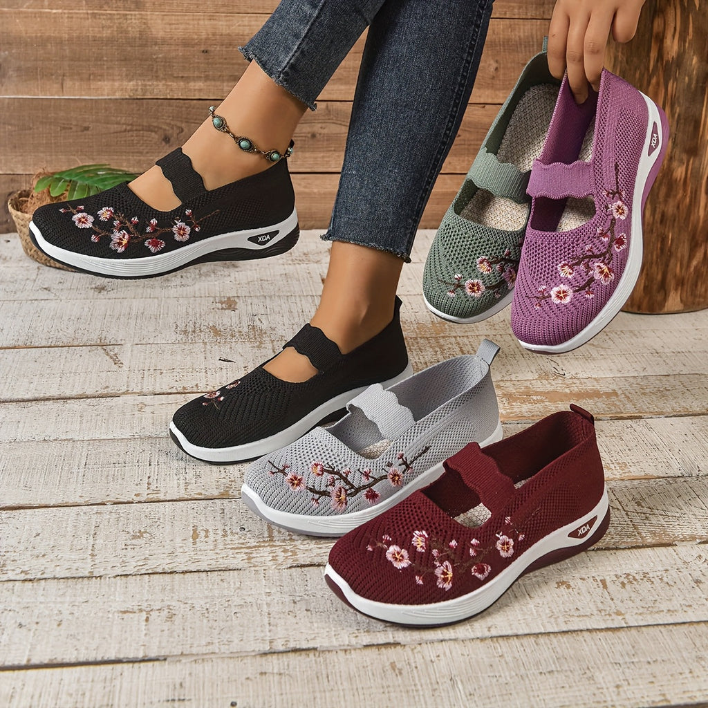 MET BLOEMEN GEBORDUURDE SNEAKERS VOOR DAMES