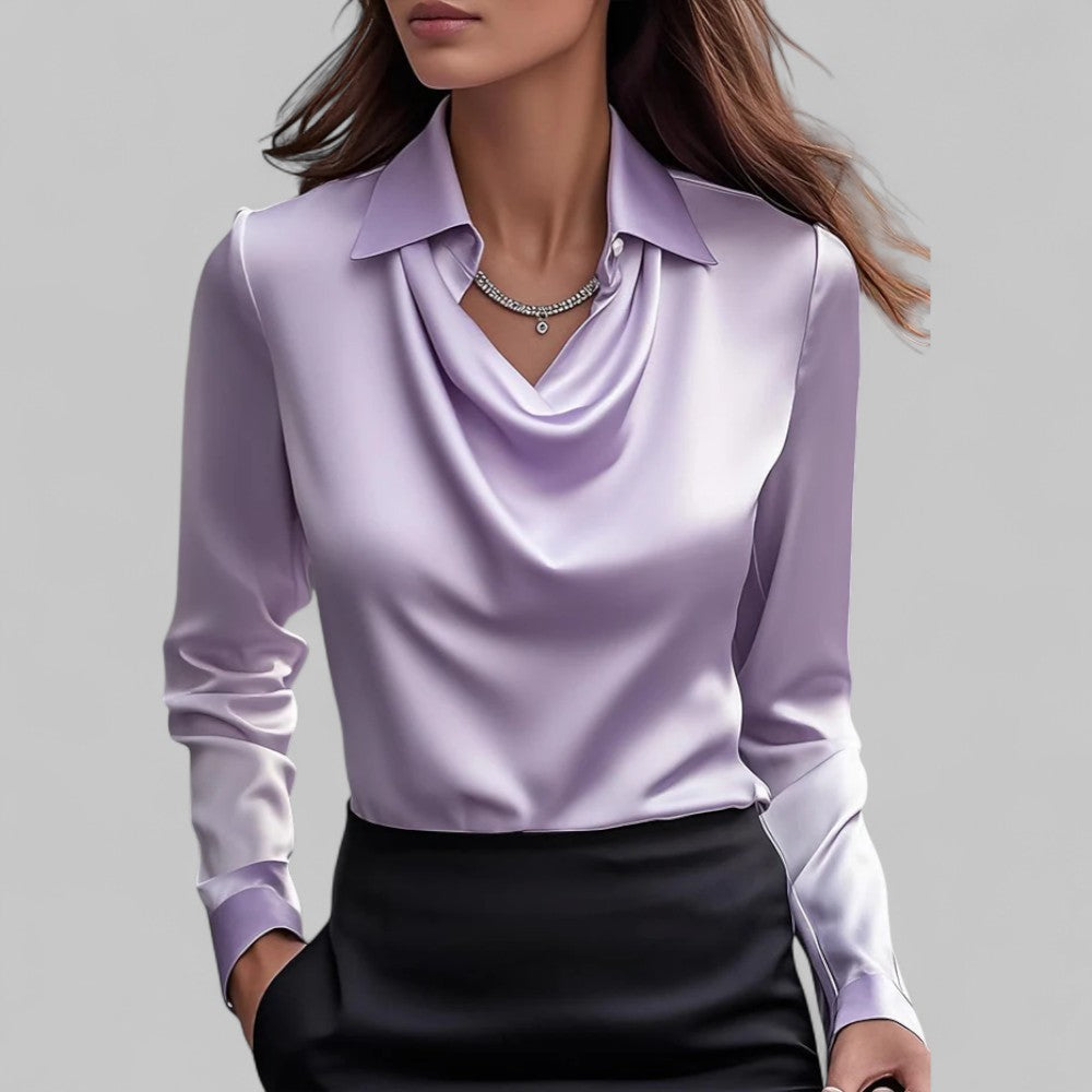 Gedrapeerde satijnen blouse voor dames
