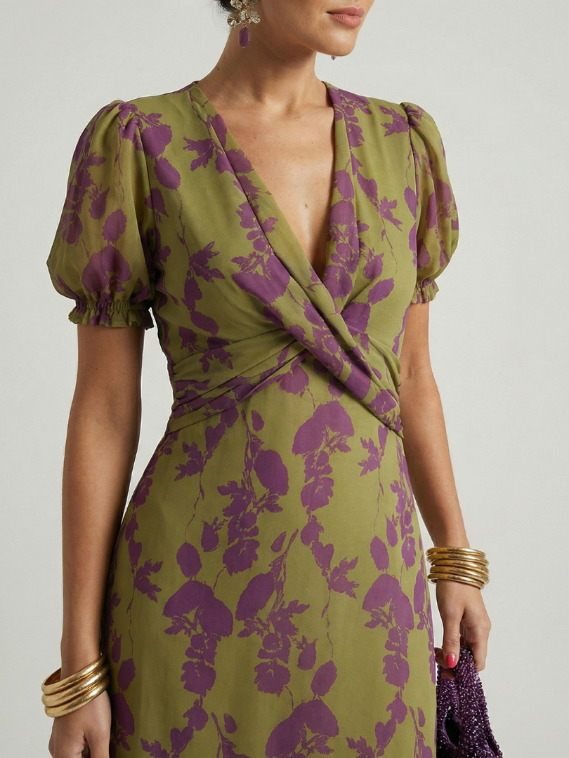 CHIQUE MIDI-JURK MET BLOEMENPRINT VOOR DAMES