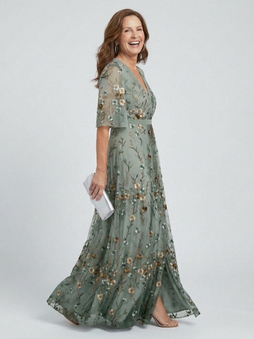 CHIQUE CHIFFON MIDI-JURK VOOR DAMES